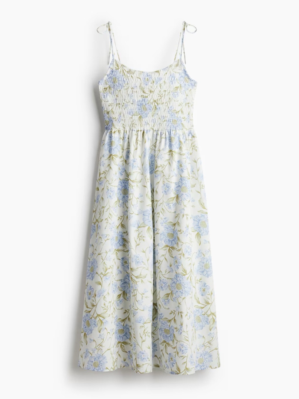 H&M Cotton Poplin Floral Midi Dress